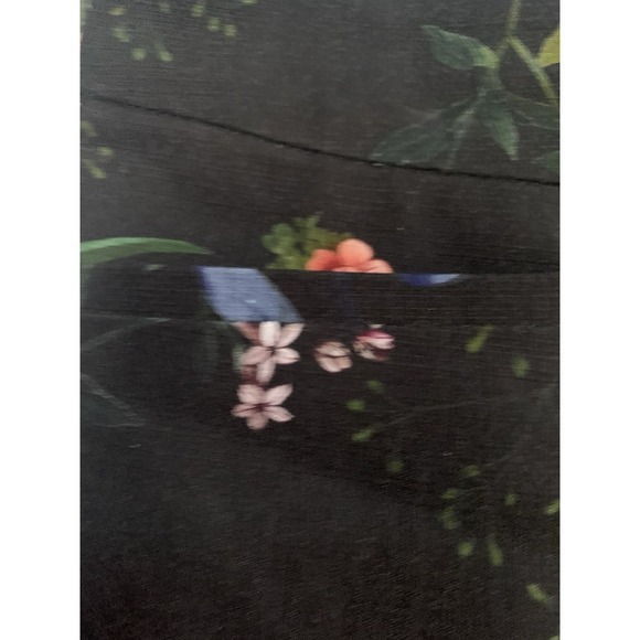 Chico's size 1R Black Bronze Floral Pants Pull On Pockets Size 8 - Picture 5 of 8